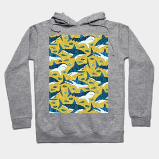 Sharks on Mustard - Pattern Hoodie